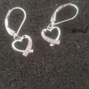 Real diamond silver dangle earrings